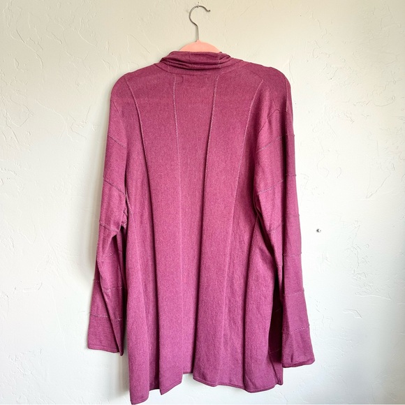 Sejour‎ Women Purple Silver Stitch Open Front Long Sleeve Cardigan Sweater 2X - Picture 2 of 5